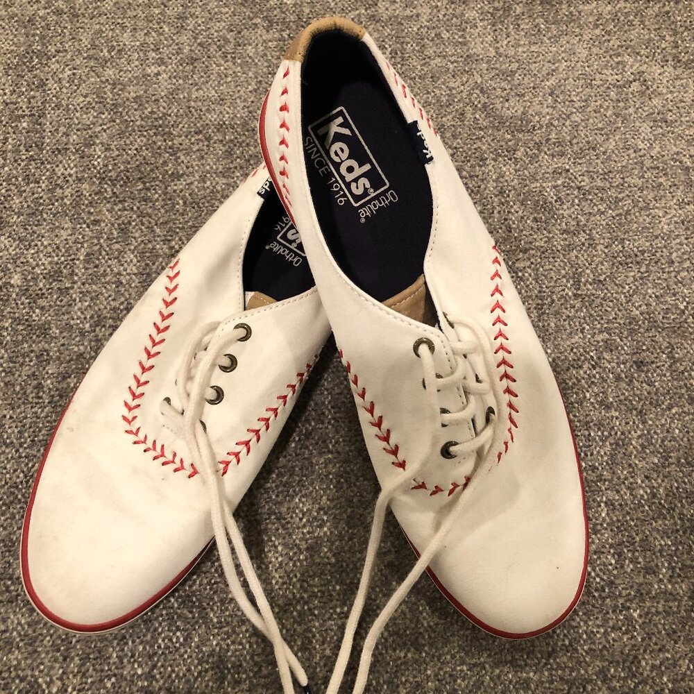 Women's Baseball Theme Keds Sneakers, Size 8